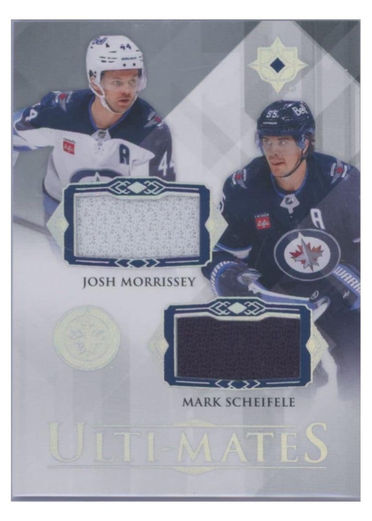 2023-24 Upper Deck Ultimate Collection Ulti-Mates Dual Jersey Josh Morrissey/Mark Scheifele #UTM-SM card