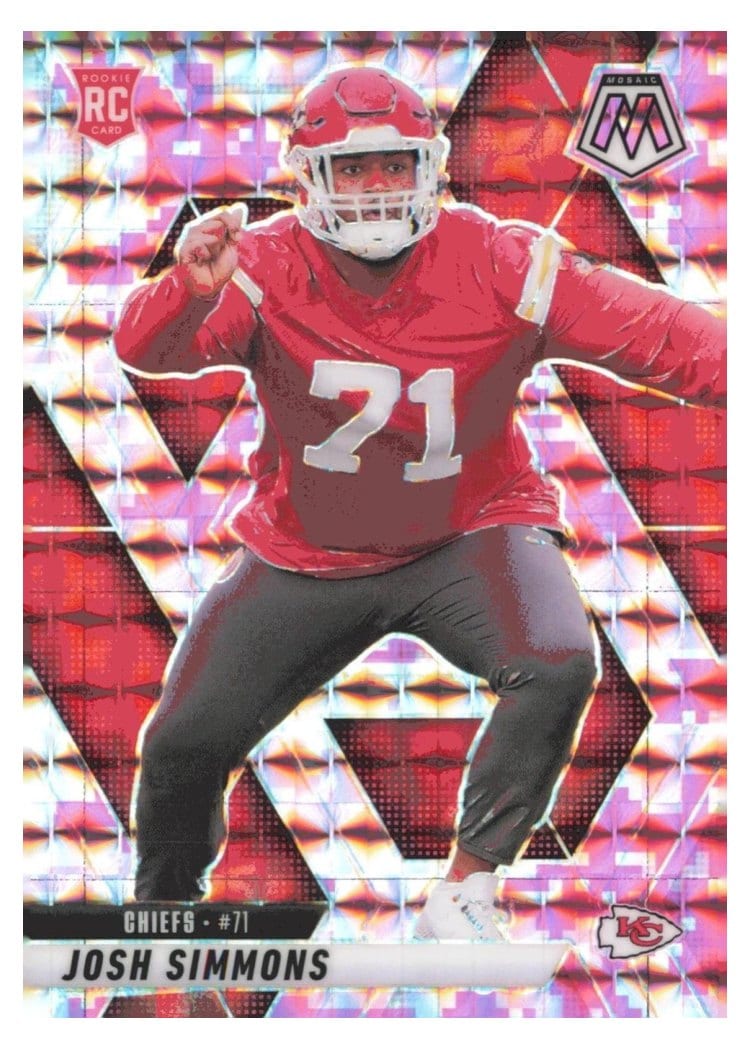 2025 Panini Mosaic Base Set Josh Simmons Camo Pink #398 card