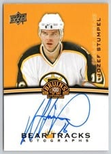 2023-24 Upper Deck Boston Bruins Centennial Bear Tracks Autographs Jozef Stumpel #BT-ST card