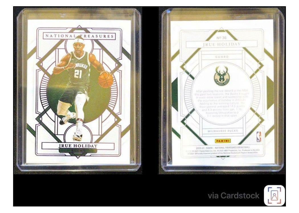 2020-21 Panini National Treasures Base Set Jrue Holiday #36 card
