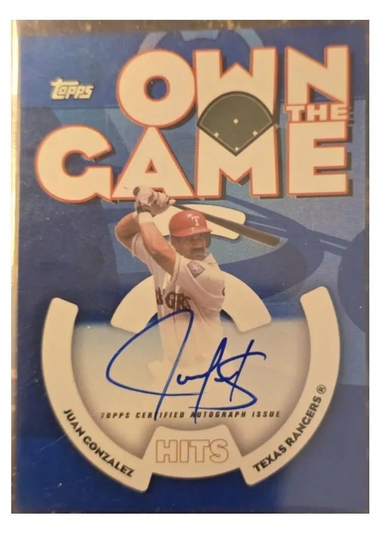 2024 Topps Archives 2006 Topps Baseball Own the Game Autographs Juan Gonzalez #06OGA-JG card