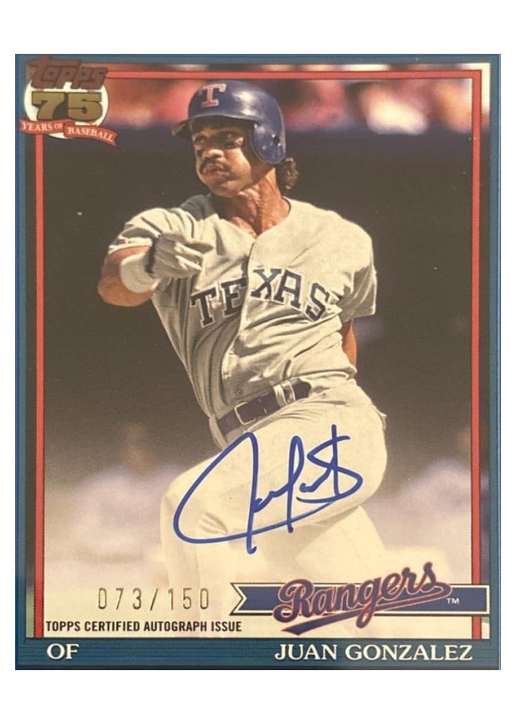 2026 Topps 1991 Topps Autographs Juan Gonzalez #91A-JG card