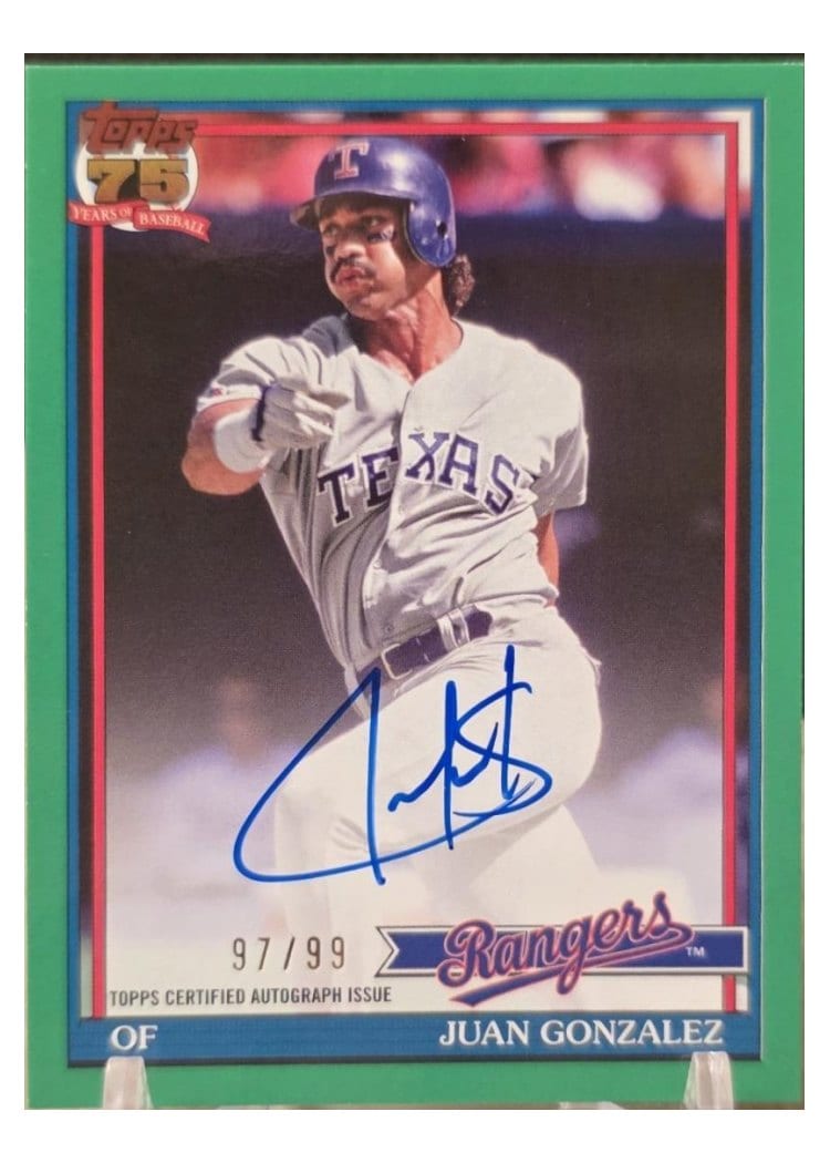 2026 Topps 1991 Topps Autographs Juan Gonzalez Green #91A-JG card