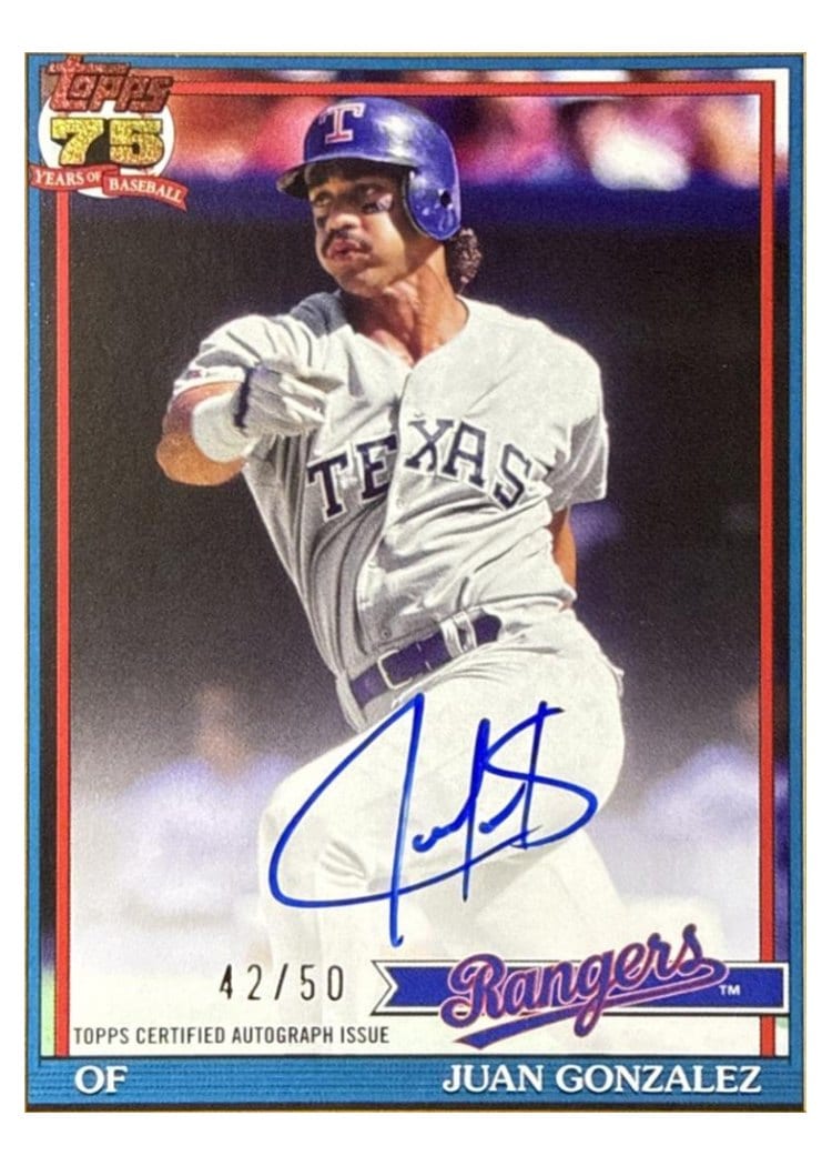 2026 Topps 1991 Topps Autographs Juan Gonzalez #91A-JG card