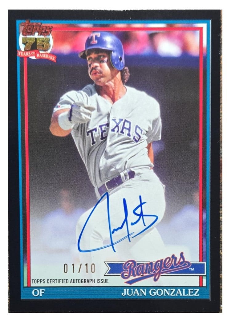 2026 Topps 1991 Topps Autographs Juan Gonzalez #91A-JG card