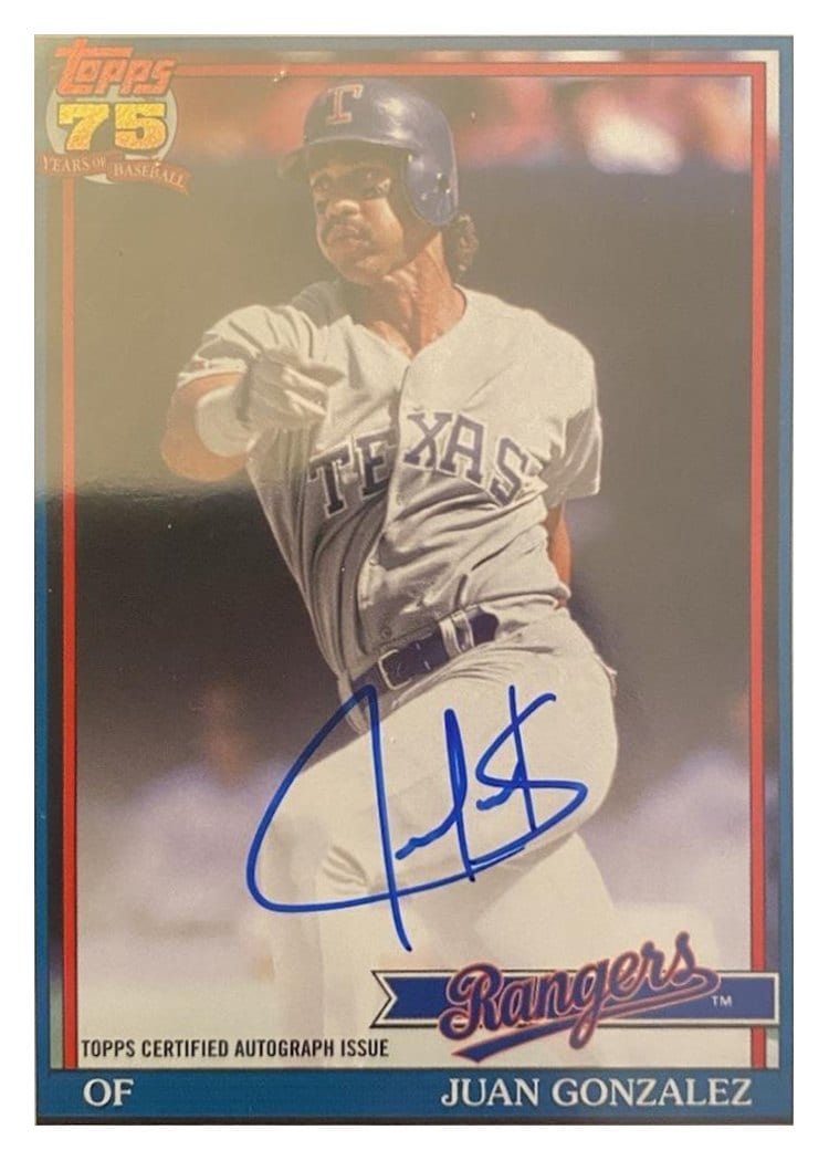 2026 Topps 1991 Topps Autographs Juan Gonzalez #91A-JG card