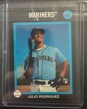 Julio Rodriguez 2022 Topps Heritage 1973 Topps Venezuela Stamps card