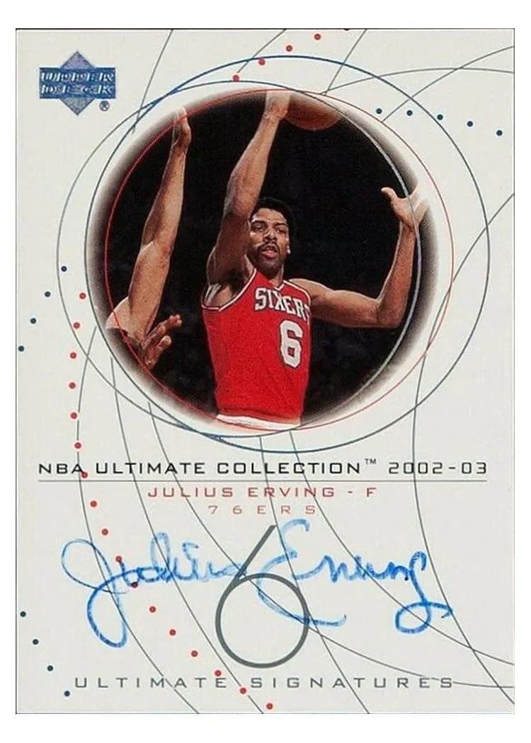 2002 Ultimate Collection Signatures Julius Erving #DR-S card