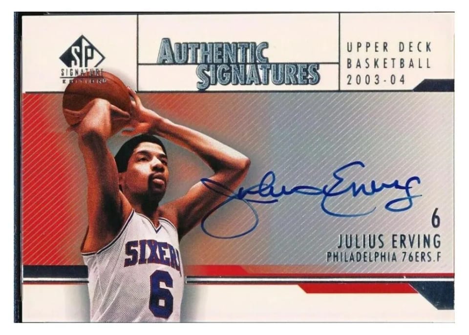 2003 SP Authentic Signatures Julius Erving #JE-A card