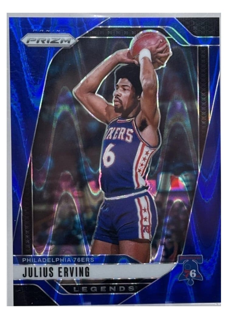 2024-25 Panini Prizm Base Set Julius Erving Blue Seismic #292 card