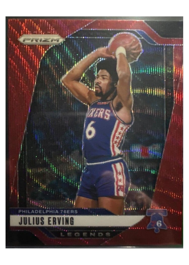 2024-25 Panini Prizm Base Set Julius Erving Ruby Wave #292 card