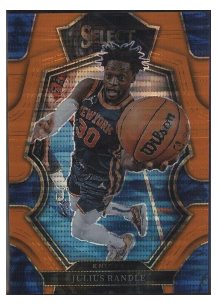 2022-23 Panini Select Base Set Julius Randle Neon Orange Pulsar Prizm #140 card