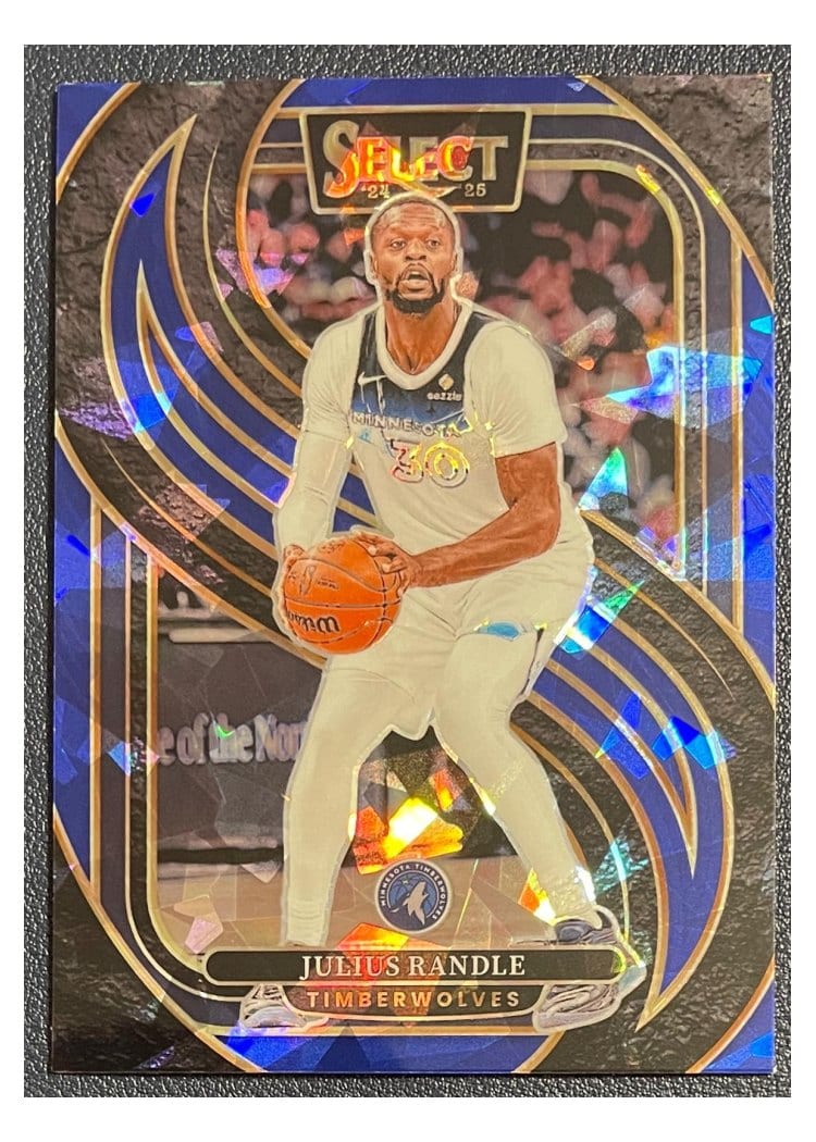 2024-25 Panini Select Base Set Julius Randle Blue Cracked Ice Prizm #129 card