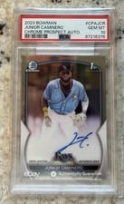 2023 Bowman Chrome Prospect Autographs Junior Caminero #CPA-JCR card