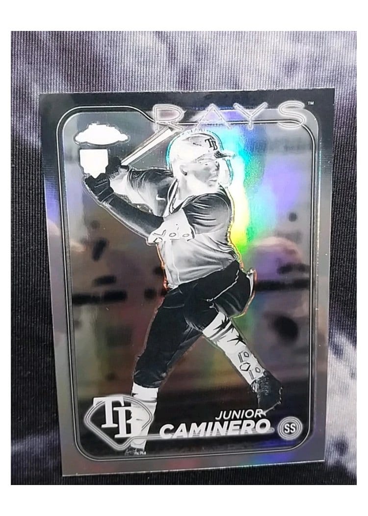 2024 Topps Chrome Base Set Junior Caminero Negative Refractor #213 card