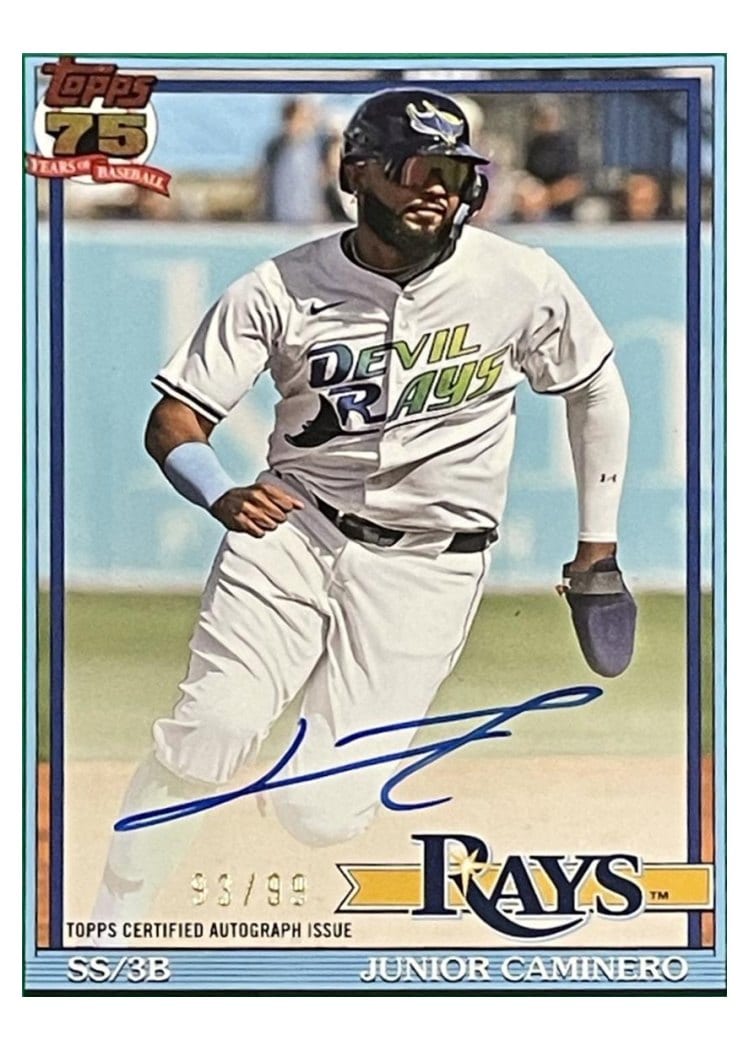 2026 Topps 1991 Topps Autographs Junior Caminero #91A-JCA card