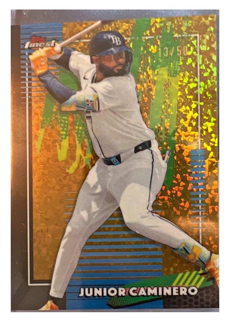 2026 Topps Finest Junior Caminero Gold Mini Diamond Refractor #47 card