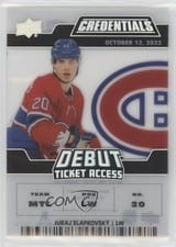 2022-23 Upper Deck Credentials Acetate Debut Ticket Access Juraj Slafkovsky #DTA-JS card
