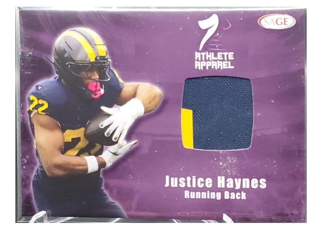 2026 SAGE Football Athlete Apparel Justice Haynes #AA-JH card