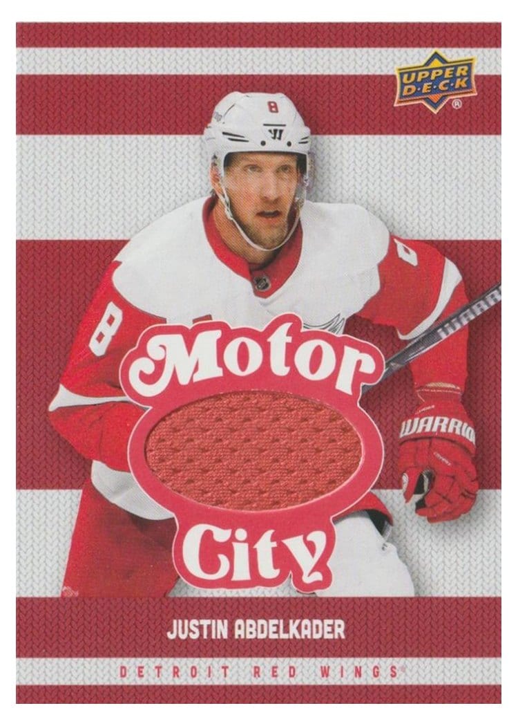 2025-26 Upper Deck Detroit Red Wings Centennial Motor City Premium Materials Justin Abdelkader #MCM-JA card