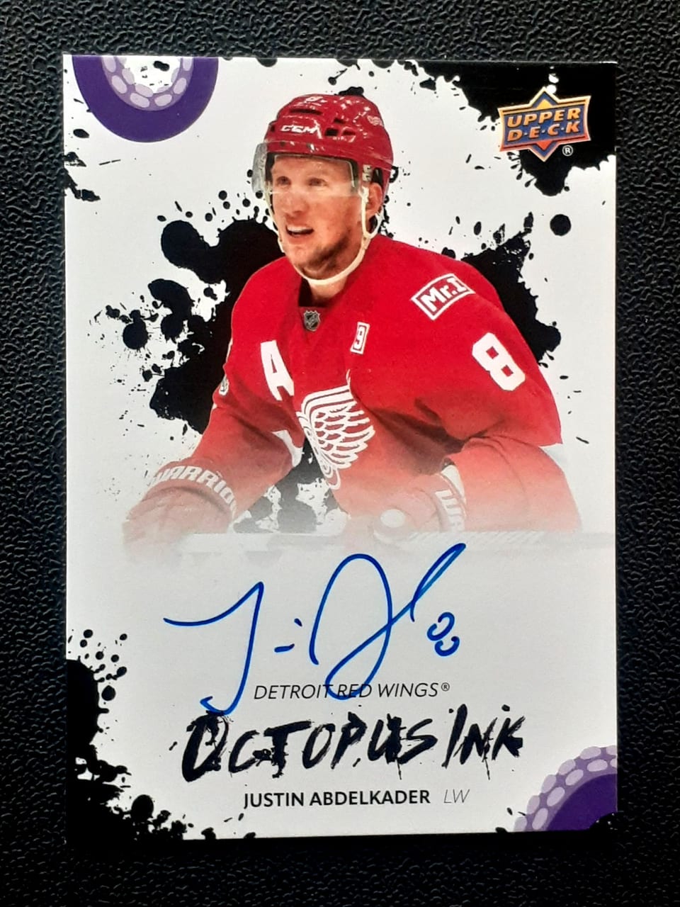 2025-26 Upper Deck Detroit Red Wings Centennial Octopus Ink Justin Abdelkader #OI-JA card