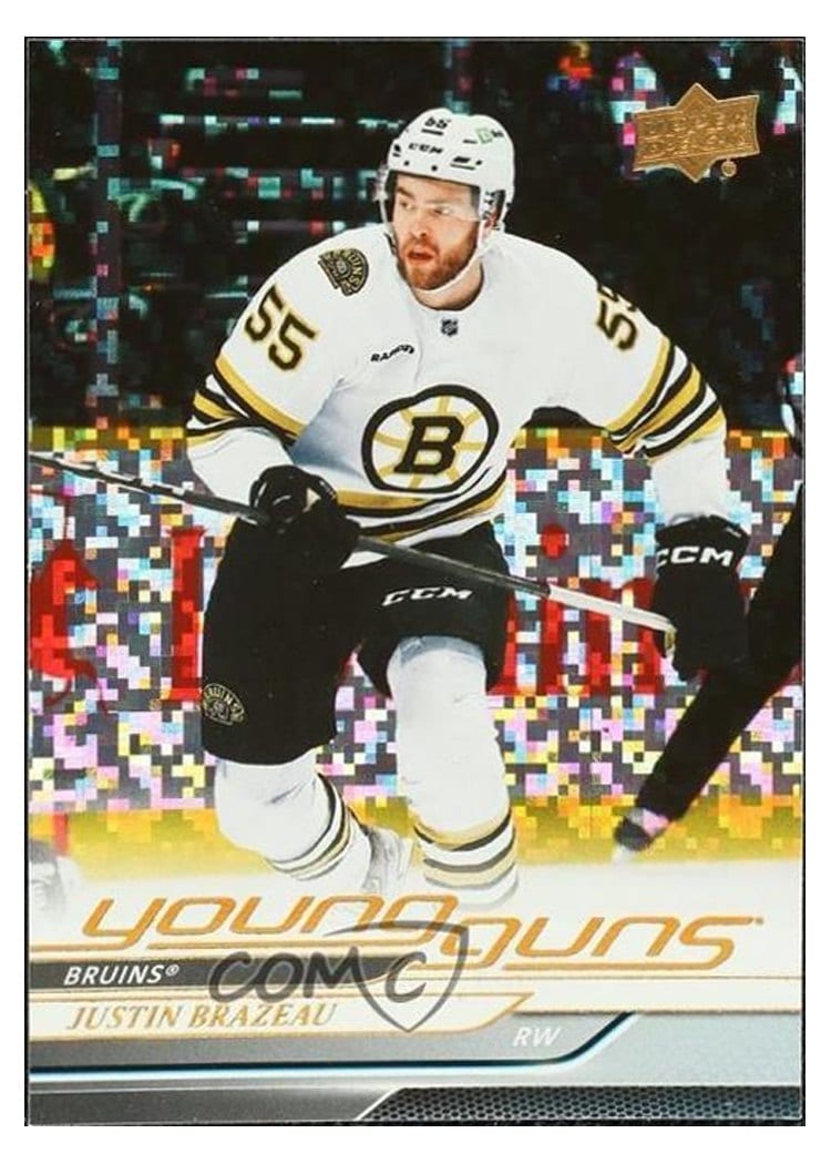 2024-25 Upper Deck Base Set Justin Brazeau Speckled Rainbow #222 card