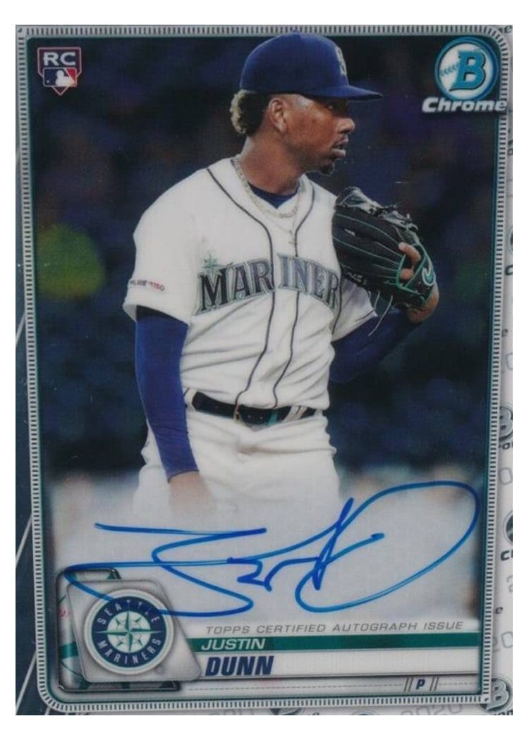 2020 Bowman Chrome Rookie Autographs Justin Dunn #CRA-JD card