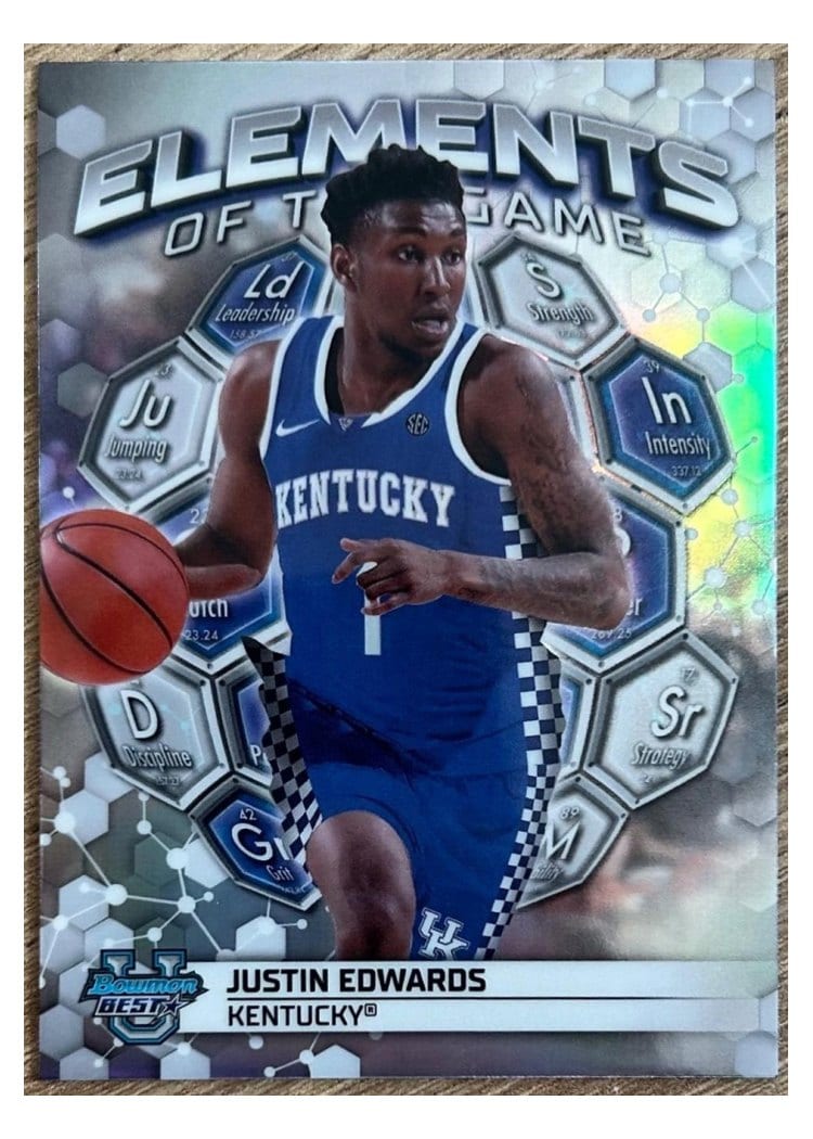 2023-24 Bowman University Best Elements of the Game Justin Edwards #EG-7 card