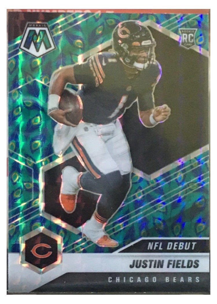 2021 Panini Mosaic Justin Fields Choice Peacock Mosaic #242 card