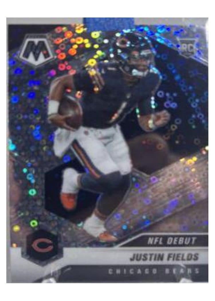 2021 Panini Mosaic Justin Fields No Huddle Silver Mosaic #242 card