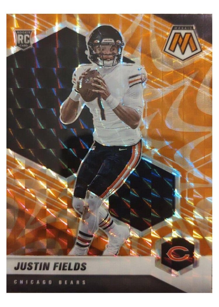 2021 Panini Mosaic Justin Fields Reactive Orange Mosaic #304 card