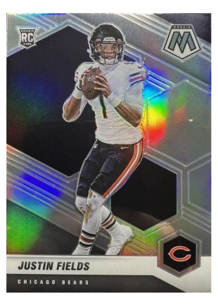 2021 Panini Mosaic Justin Fields Silver Prizm #304 card