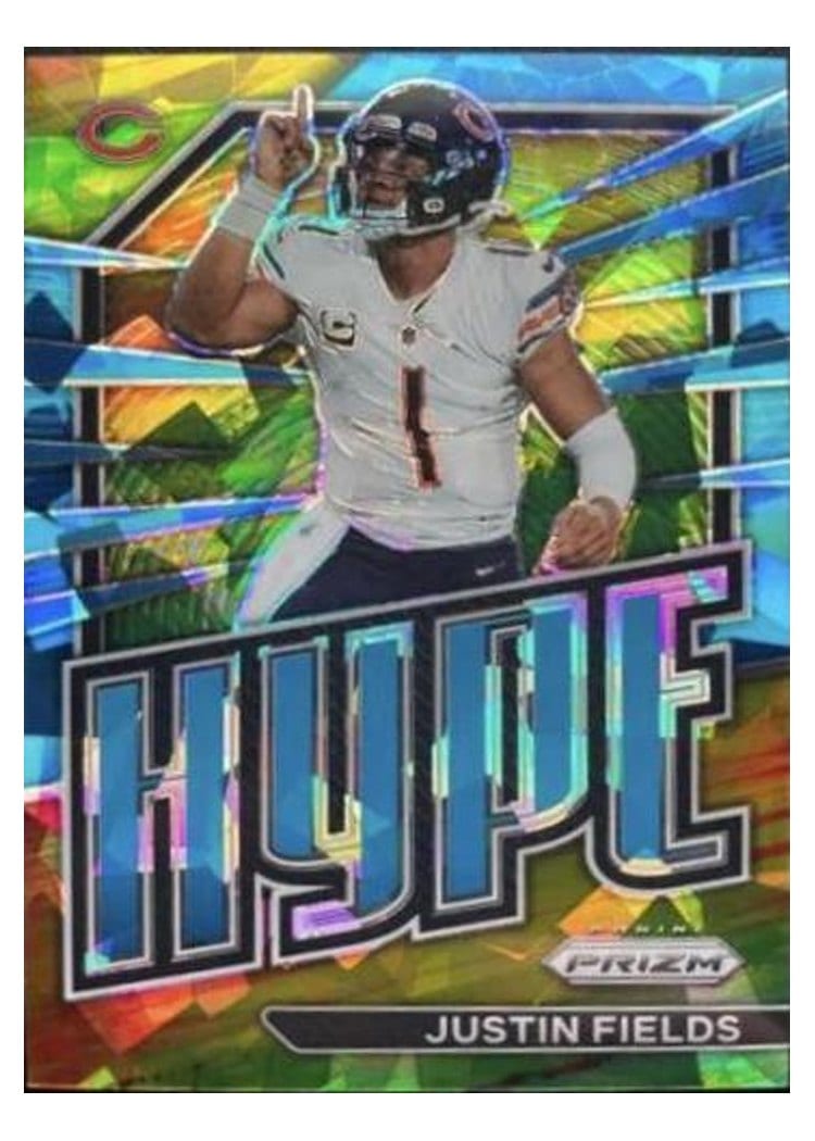 2022 Panini Prizm Base Set Justin Fields Blue Ice #47 card