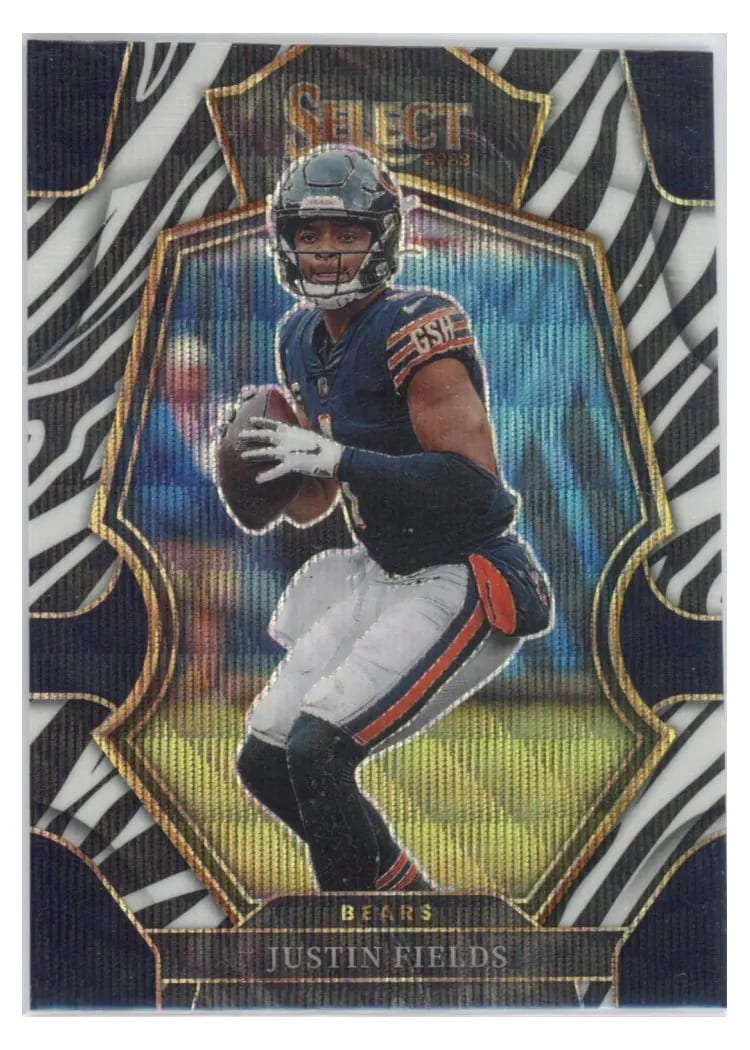 2022 Panini Select Base Set Justin Fields Zebra #117 card