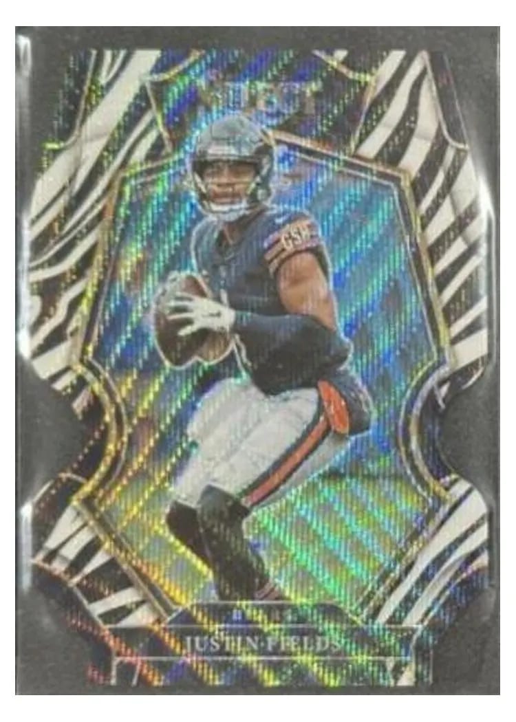 2022 Panini Select Base Set Justin Fields Zebra Die Cut #117 card