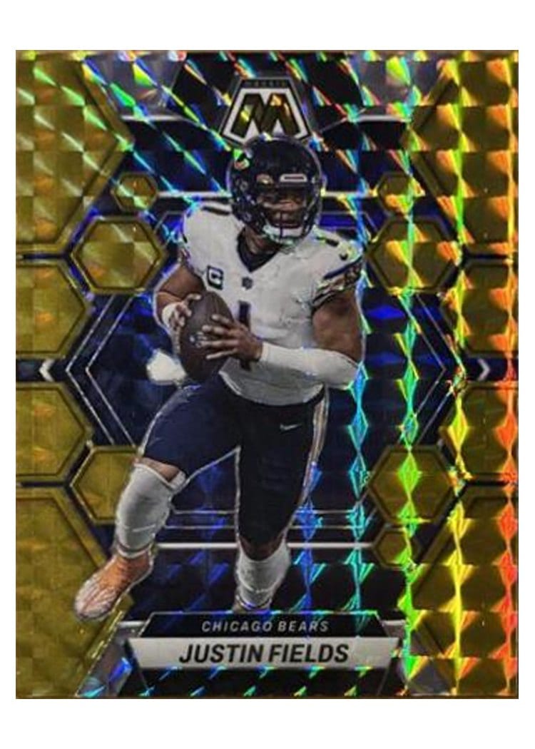2023 Panini Mosaic Base Set Justin Fields Gold #33 card