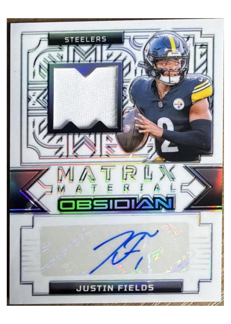 2024 Panini Obsidian Matrix Material Autographs Justin Fields #1 card