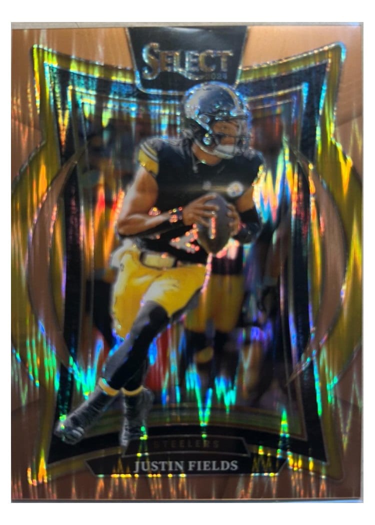 2024 Panini Select Base Set Justin Fields Copper Prizm Shock #74 card