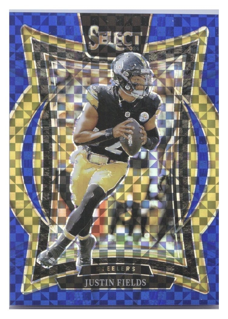 2024 Panini Select Base Set Justin Fields Blue Prizm #74 card