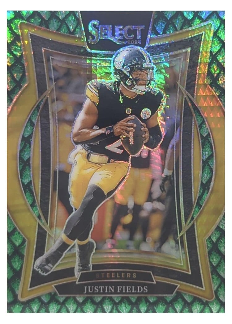 2024 Panini Select Base Set Justin Fields Dragon Scale Prizm #74 card