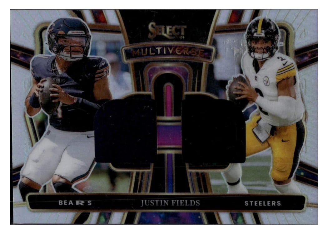 2024 Panini Select Multiverse Prizm Dual Relics Justin Fields #14 card