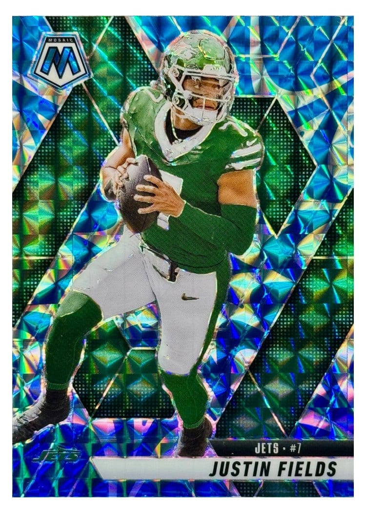 2025 Panini Mosaic Base Set Justin Fields Reactive Blue #125 card