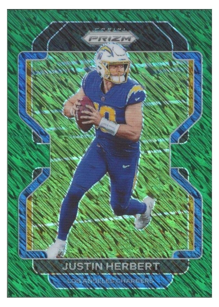2021 Panini Prizm Base Set Justin Herbert Green Shimmer #169 card