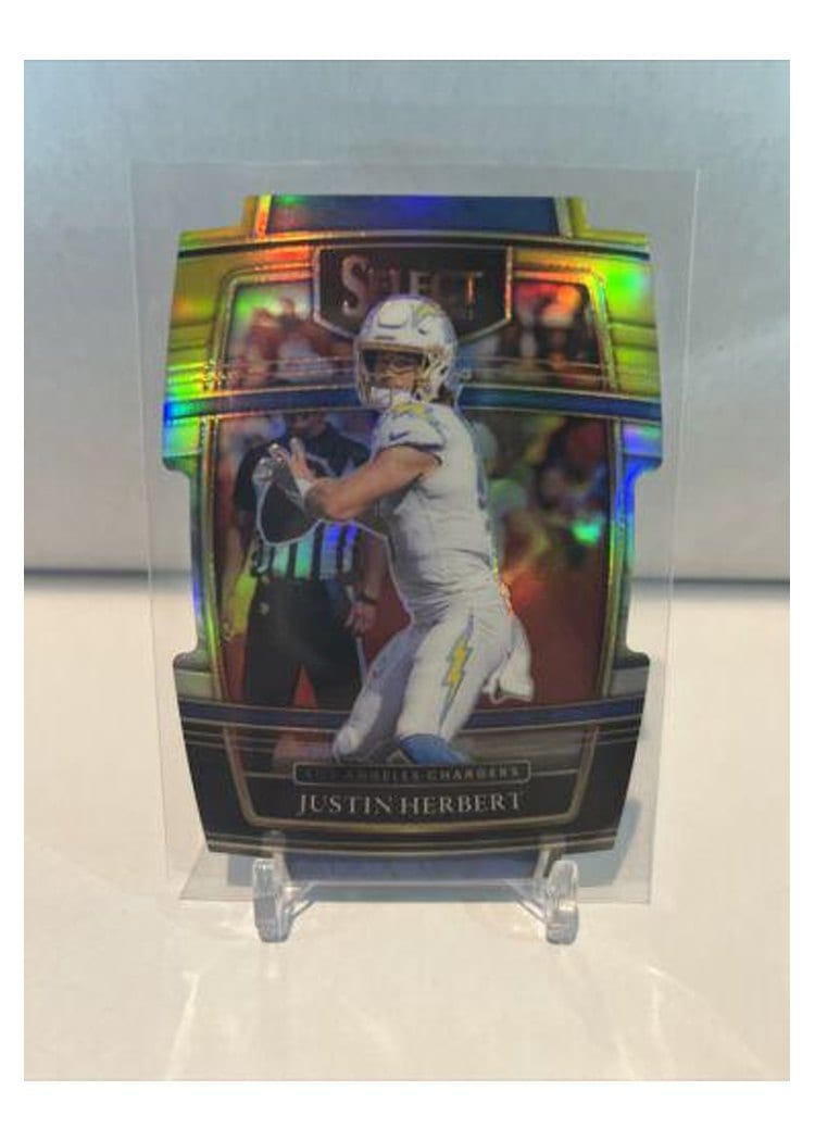 2021 Panini Select Base Set Justin Herbert Black Gold Die Cut #19 card