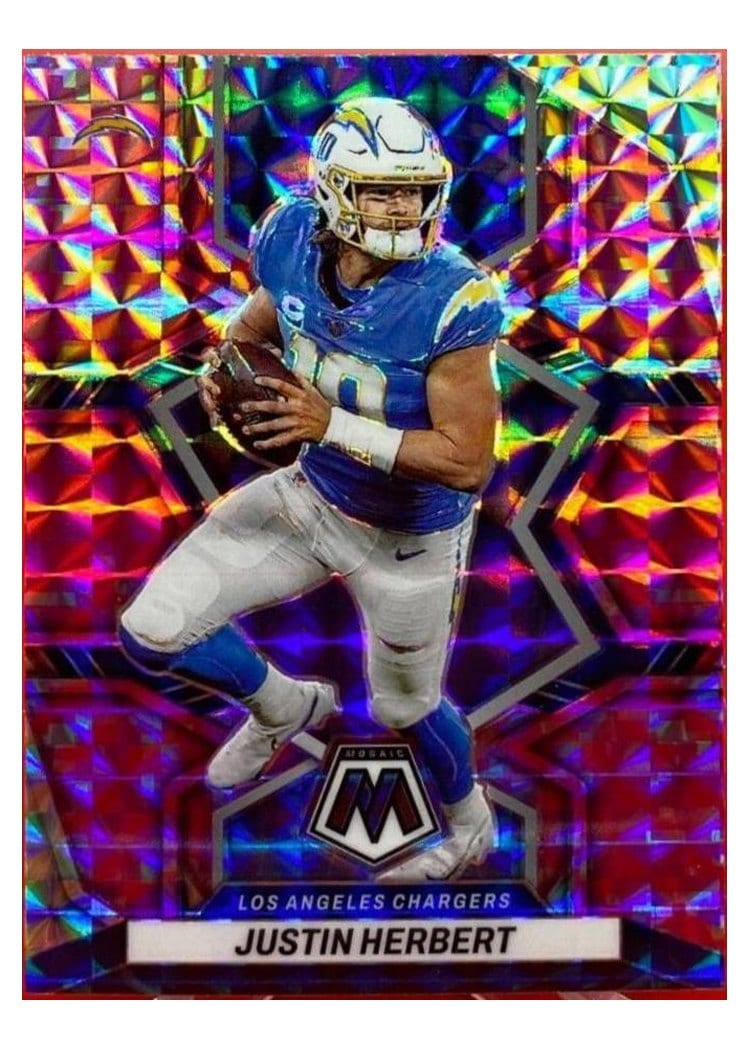 2022 Panini Mosaic Base Set Justin Herbert Pink Swirl #101 card