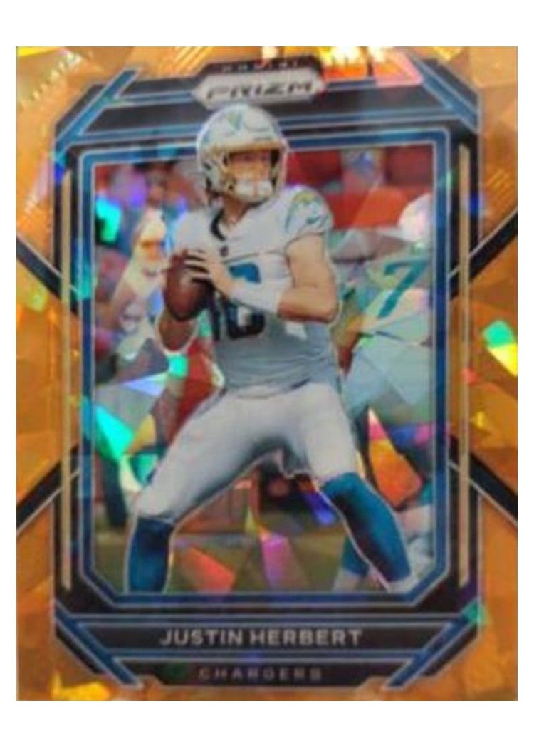 2022 Panini Prizm Base Set Justin Herbert Orange Ice #149 card
