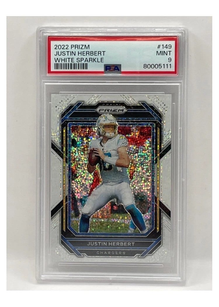 2022 Panini Prizm Base Set Justin Herbert White Sparkle #149 card