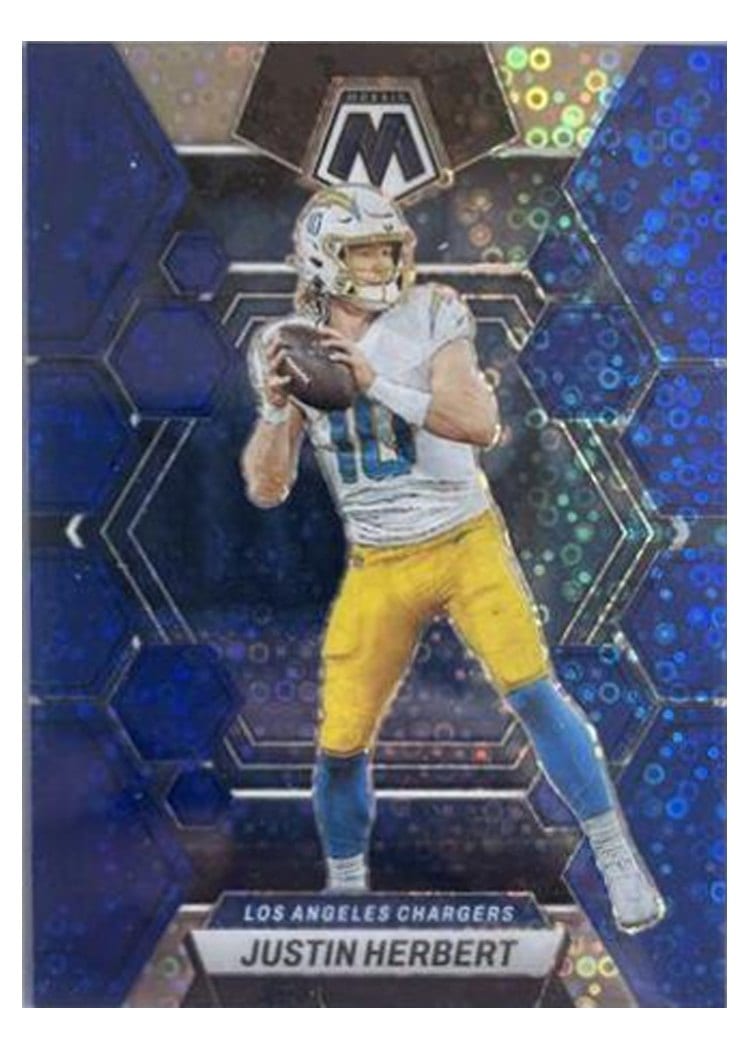 2023 Panini Mosaic Base Set Justin Herbert No Huddle Blue #127 card