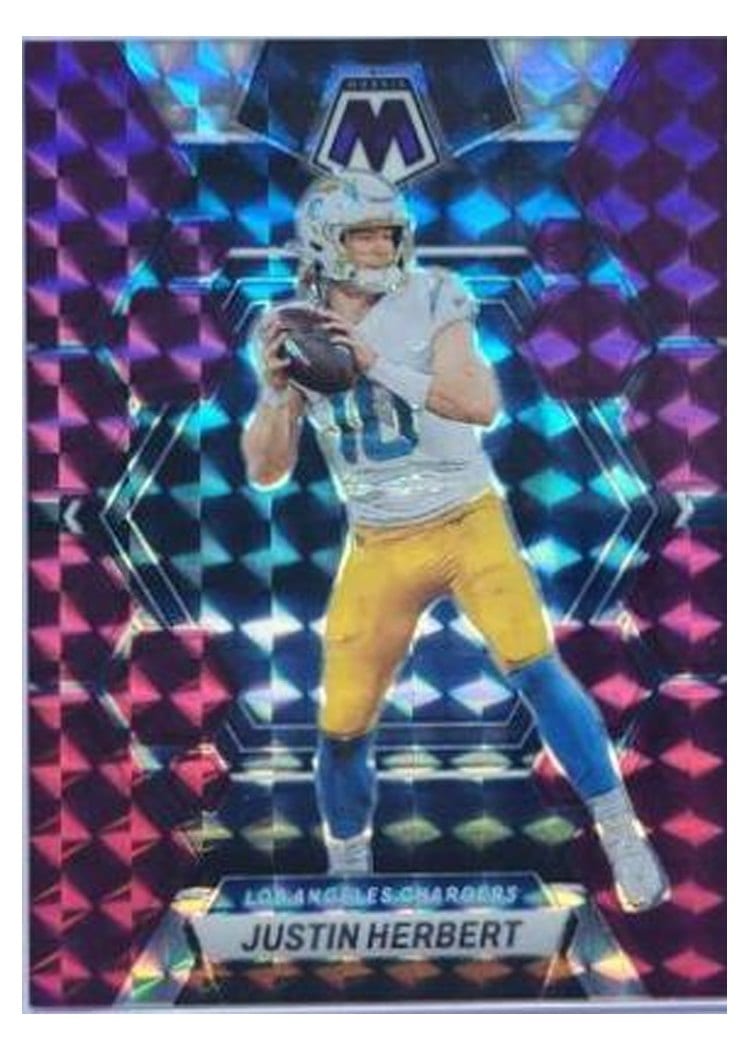 2023 Panini Mosaic Base Set Justin Herbert Purple #127 card