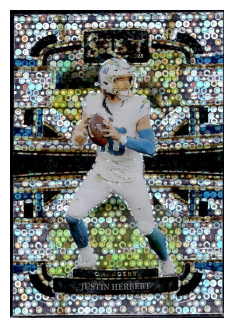 2023 Panini Select Base Set Justin Herbert Disco Prizm #52 card